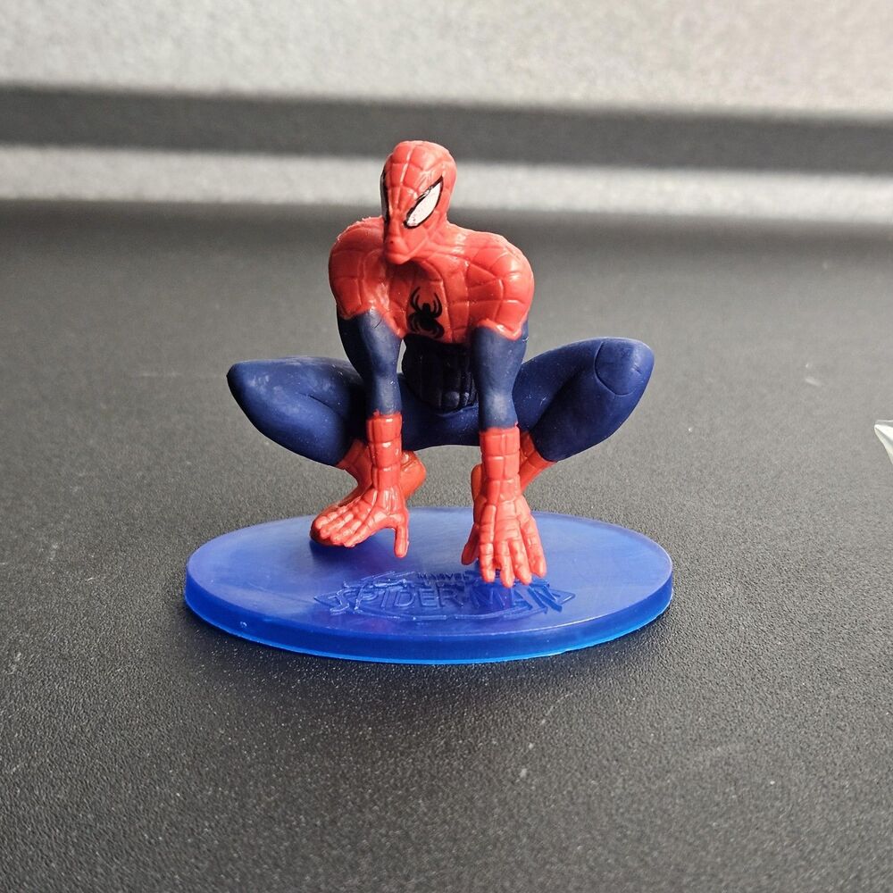 Spider-Man 3" PVC Mini Figure Crouching w/ Base Marvel NEW Cake Topper Toy